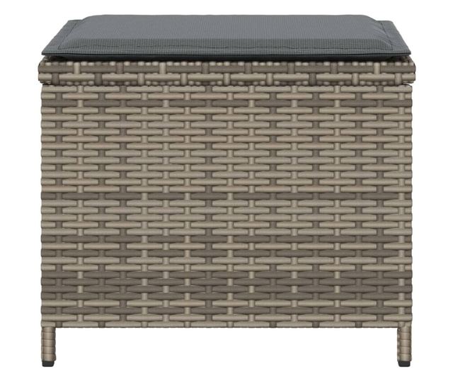 4 db szürke polyrattan kerti szék párnával 40 x 40 x 35 cm