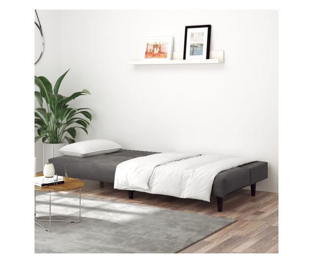 kétszemélyes sötétszürke bársony kanapéágy