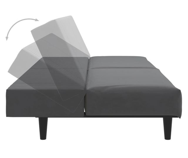 kétszemélyes sötétszürke bársony kanapéágy