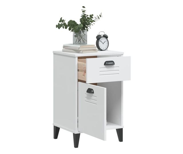 VIKEN fehér szerelt fa éjjeliszekrény