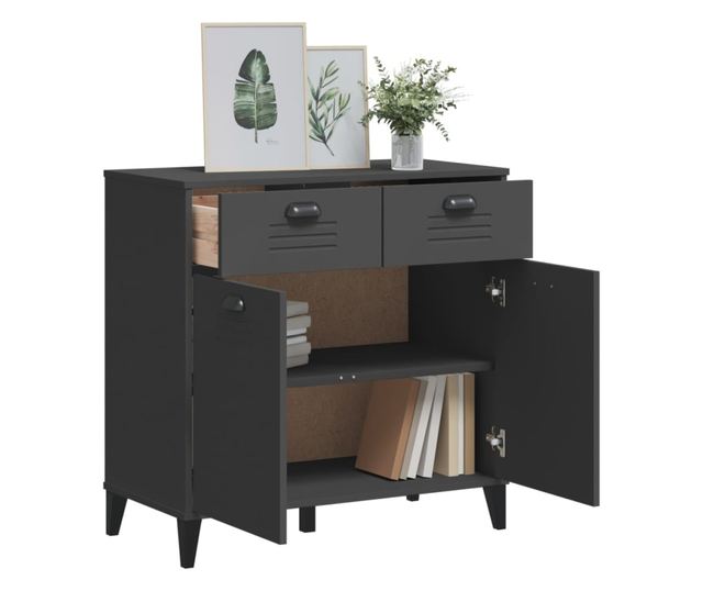 VIKEN antracitszürke szerelt fa tálalószekrény 80 x 40 x 80 cm