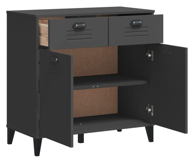 VIKEN antracitszürke szerelt fa tálalószekrény 80 x 40 x 80 cm