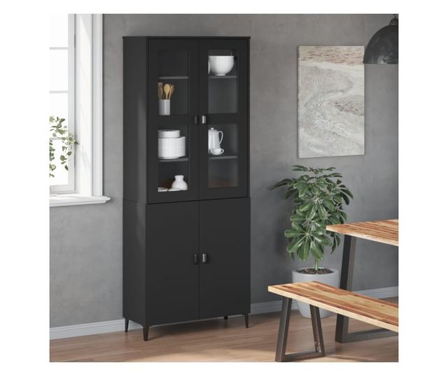 VIKEN fekete szerelt fa felső elem tálalószekrényhez