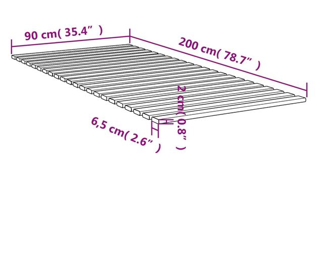 tömör fenyőfa ágylécek 90 x 200 cm