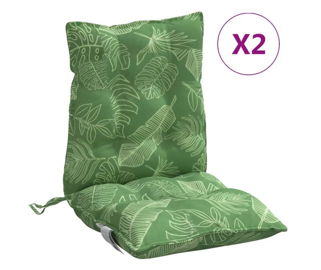 2 db levélmintás oxford szövet alacsony háttámlájú székpárna