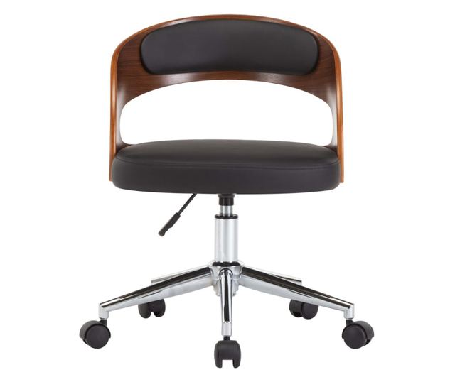 Vrtljivi stoli, 2 kosa, črni, upognjen les in umetno usnje