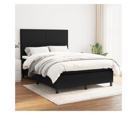 Krevet s oprugama i madracem, crni, 140x190 cm, tekstil