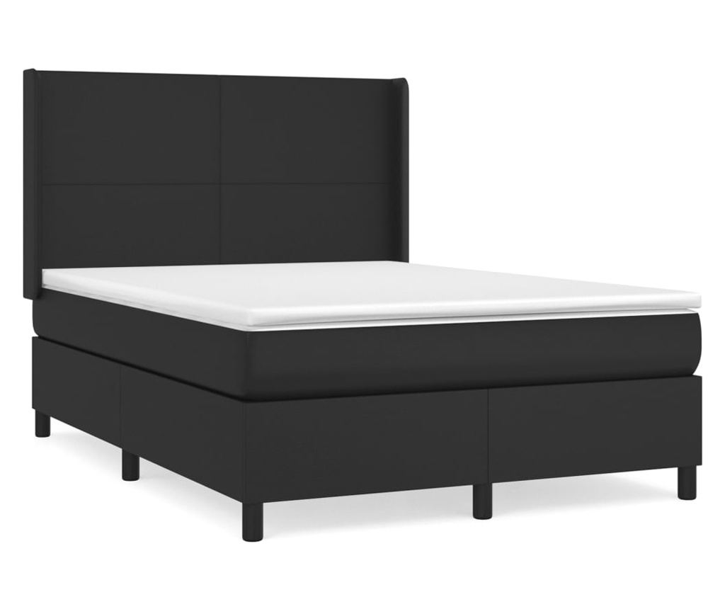 Pat box spring cu saltea, negru, 140x200 cm, piele ecologică - 2