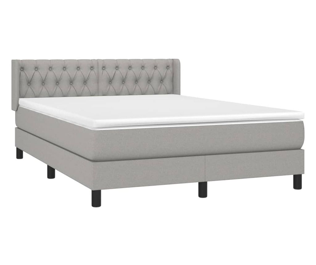 Континентално легло, светло сиво, 140x200 см, текстилен материал - 3