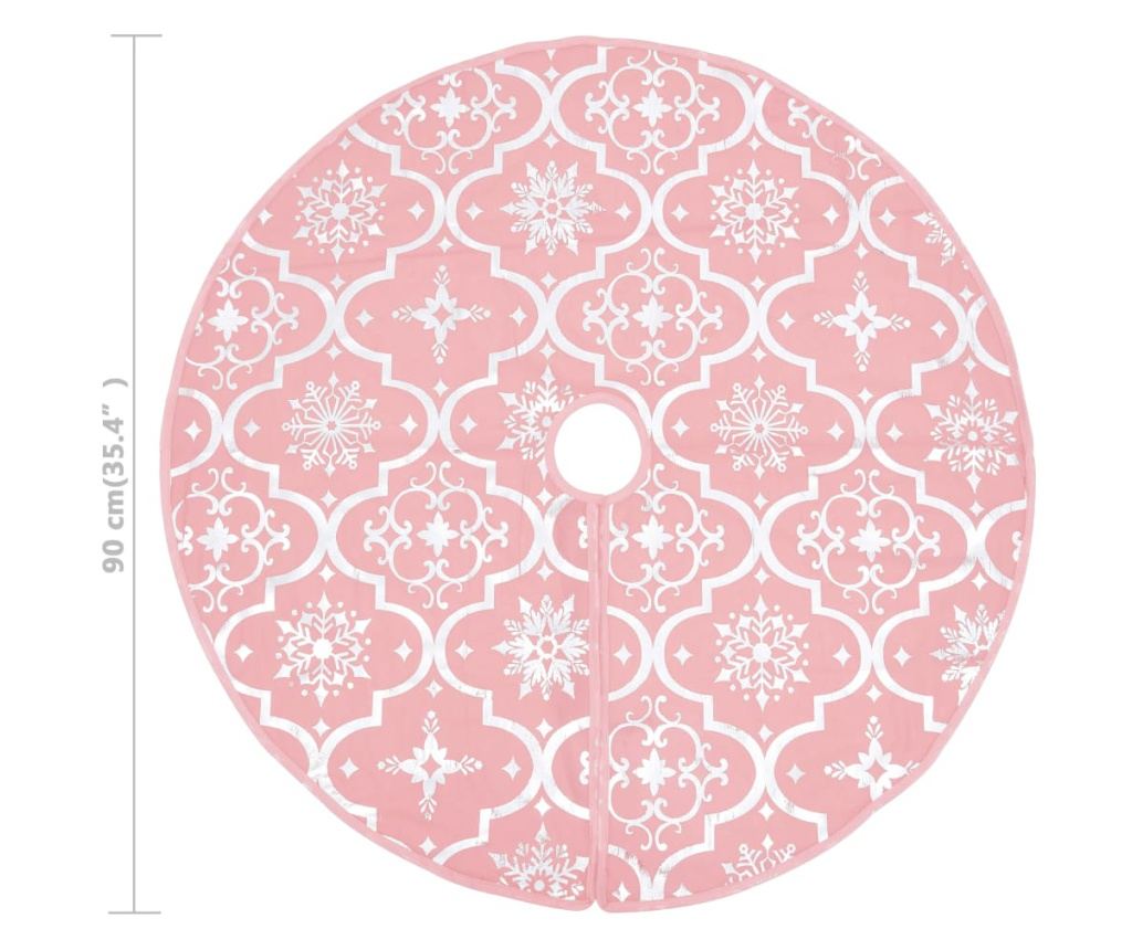 Božićna suknja za drvo s čarapom, ružičasta, 90 cm, tkanina - 8