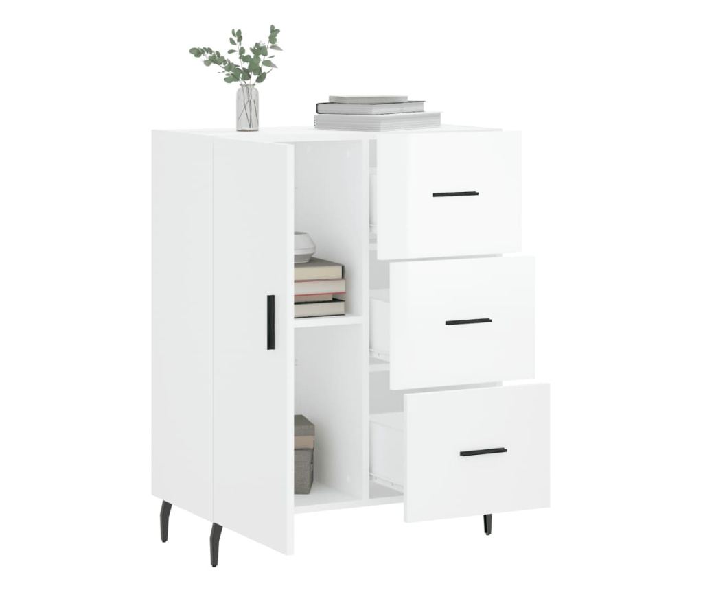 Konzola, bijela visokog sjaja, 69,5x34x90 cm, kompozitno drvo - 4