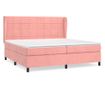 Боксспринг легло с матрак, розово, 200x200 см, кадифе thumbnail 2