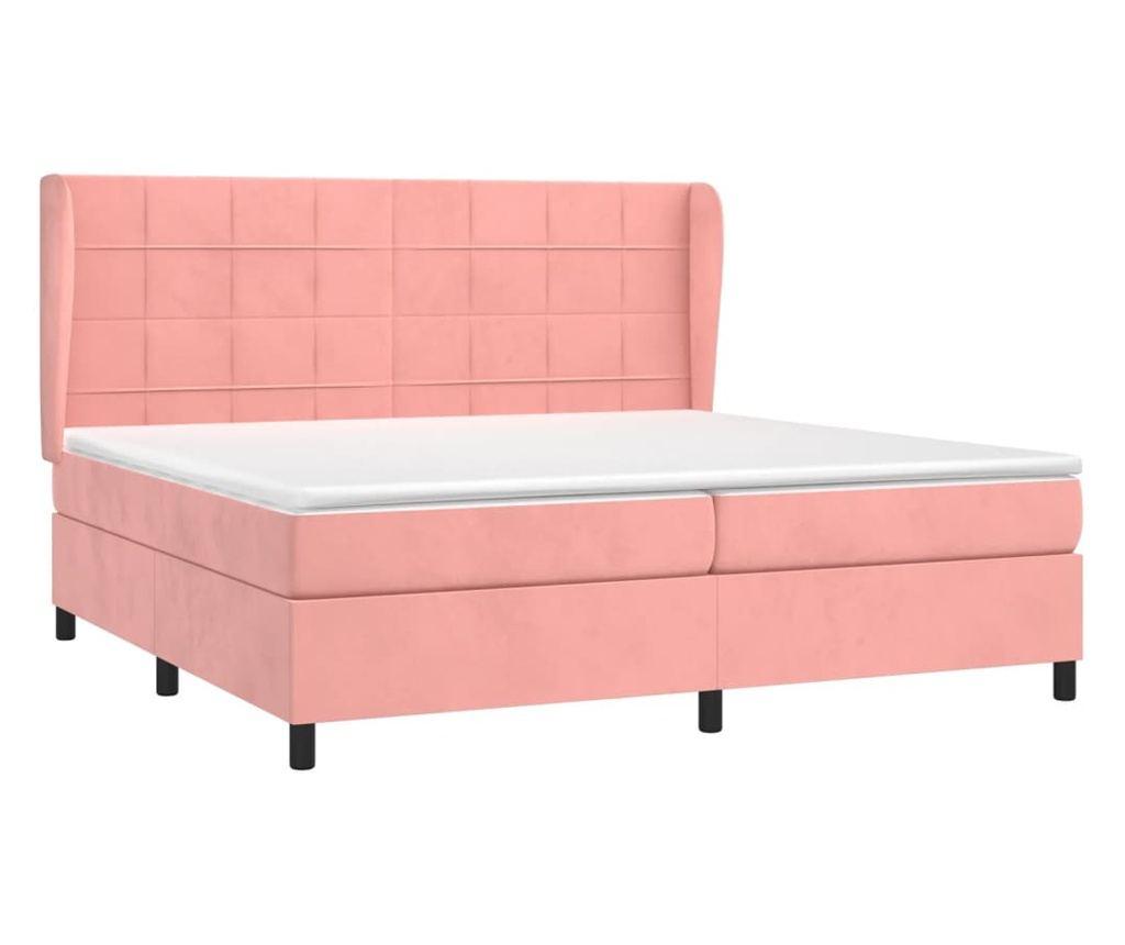 Боксспринг легло с матрак, розово, 200x200 см, кадифе - 3