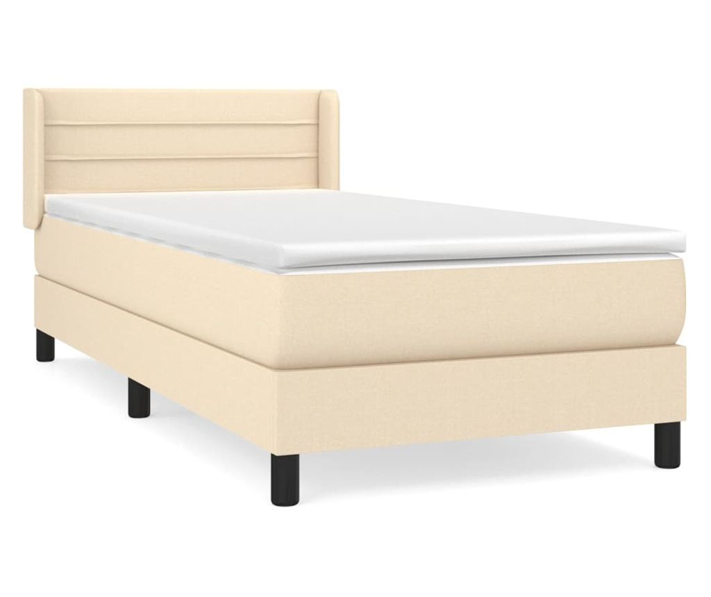 Боксспринг легло с матрак, кремаво, 80x200 см, текстил - 2