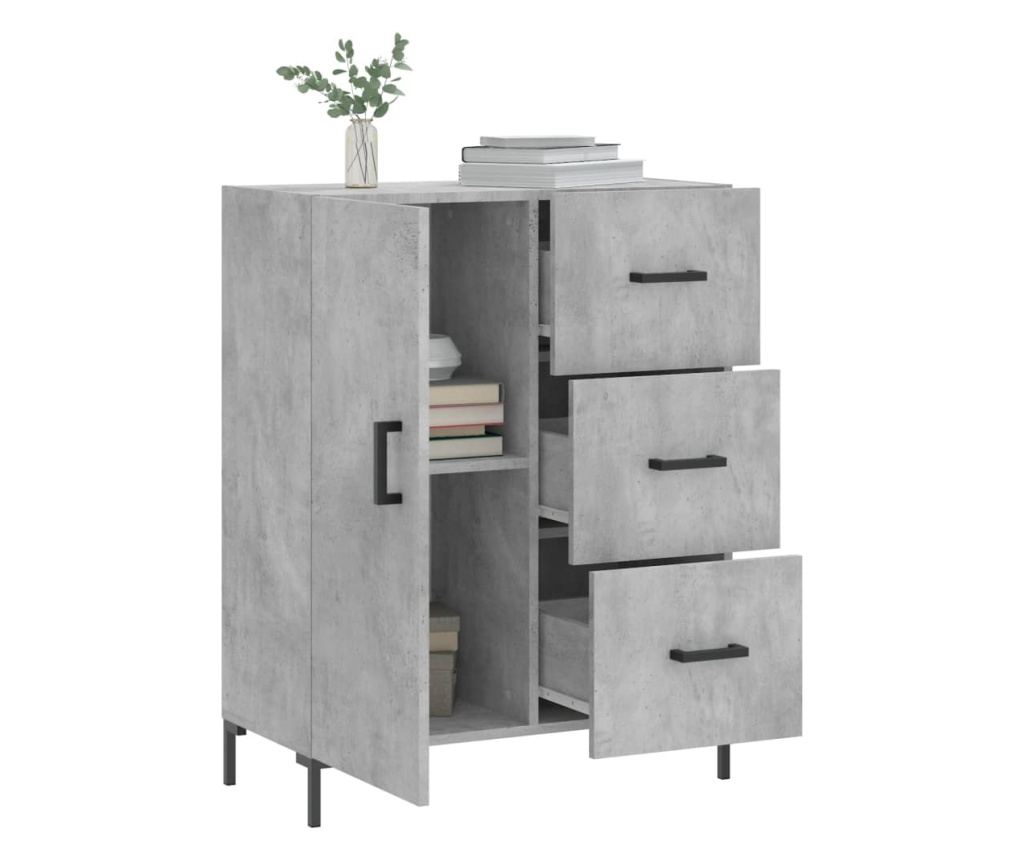Komoda, betonsko siva, 69,5x34x90 cm, kompozitno drvo - 4