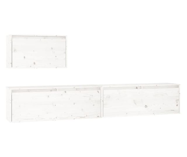 TV komode, bijela, 3 kom., masivno drvo bora