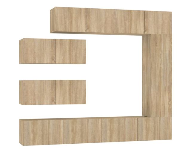 TV omarica set, 7 kosov, sonoma hrast, konstruiran les