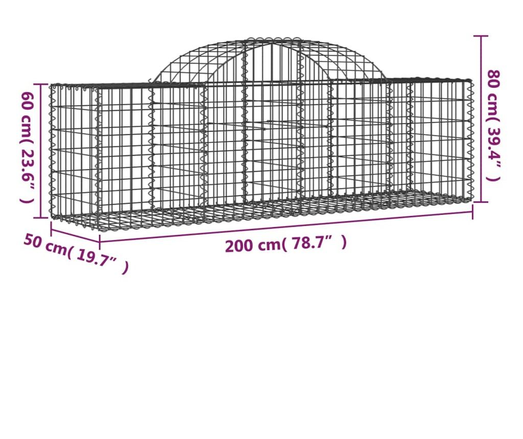 Габионни кошници извити 50 бр., 200x50x60/80 см, поцинкована стомана - 6