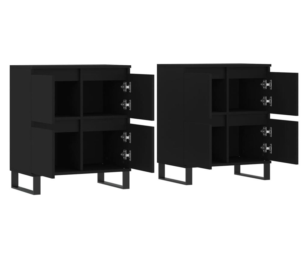 Komoda, 2 komada, crna, konstruirano drvo - 4
