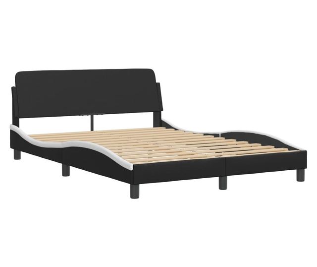 Легло с матрак, черно и бяло, 140x200 см, изкуствена кожа