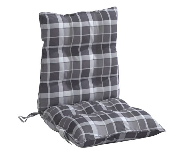 4 db szürke kockás oxford szövet alacsony háttámlájú székpárna