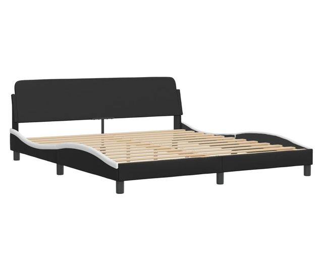 Легло с матрак, бяло и черно, 180x200 см, изкуствена кожа