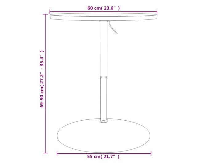 fehér szerelt fa és krómozott acél bárasztal 60 x 60 x 90 cm