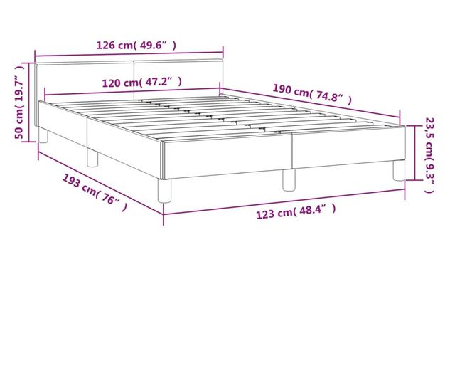 tópszínű szövet ágykeret fejtámlával 120x190 cm
