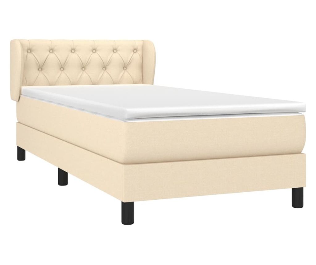 Боксспринг легло с матрак, кремаво, 80x200 см, текстил - 3