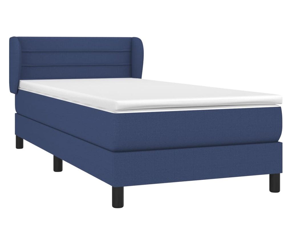 Box krevet s madracem, plavi, 90x190 cm, tekstil - 3