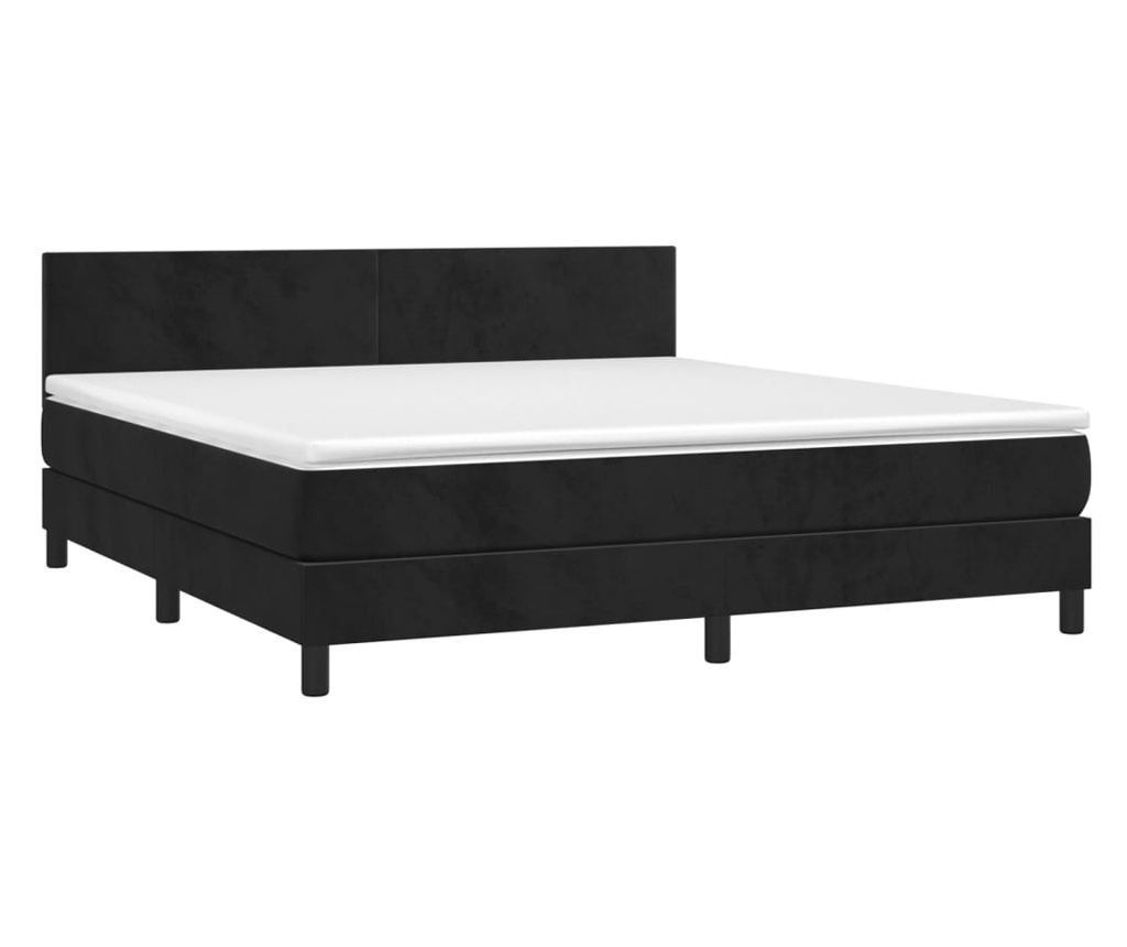Okvir za krevet s madracom i LED rasvjetom, crni, 180x200 cm, baršun - 4