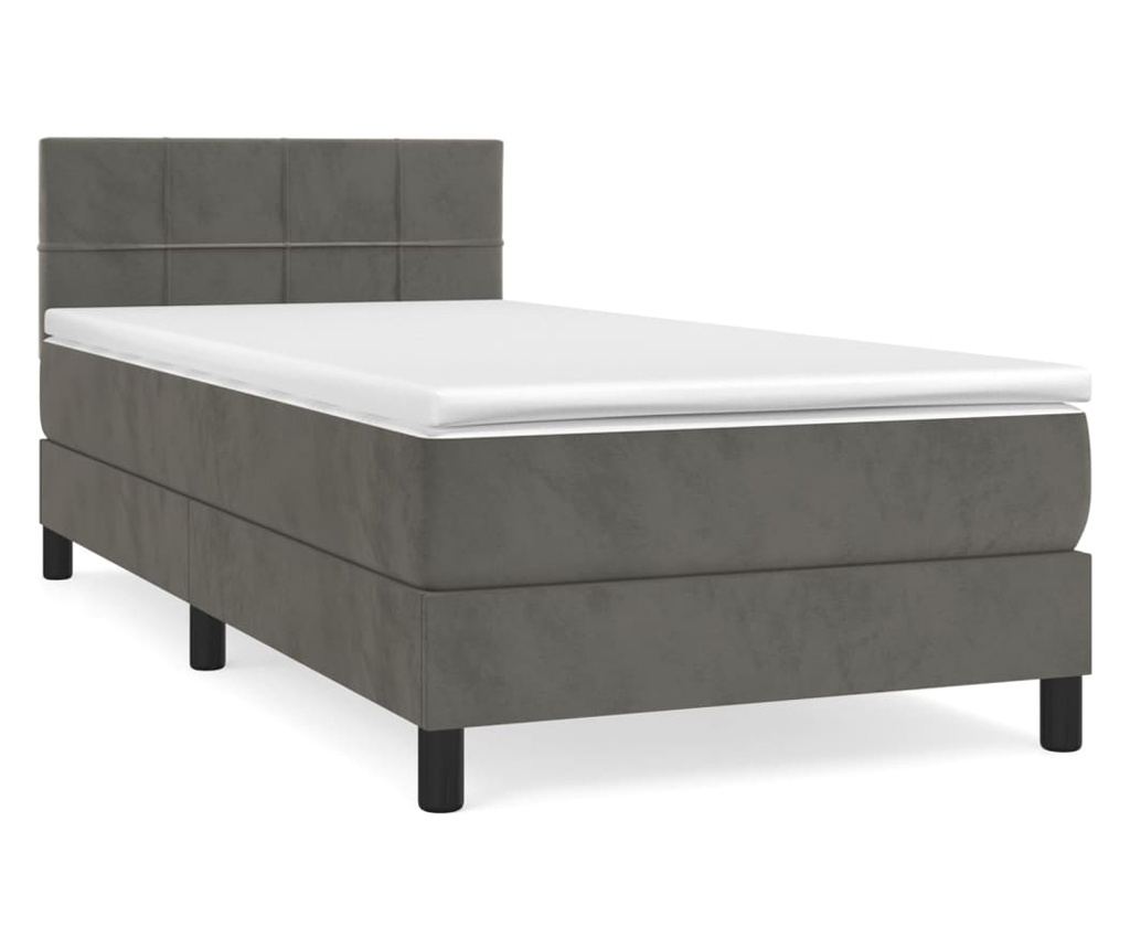 Boxspring postel s matracom, tmavosivá, 90x190 cm, zamat - 2
