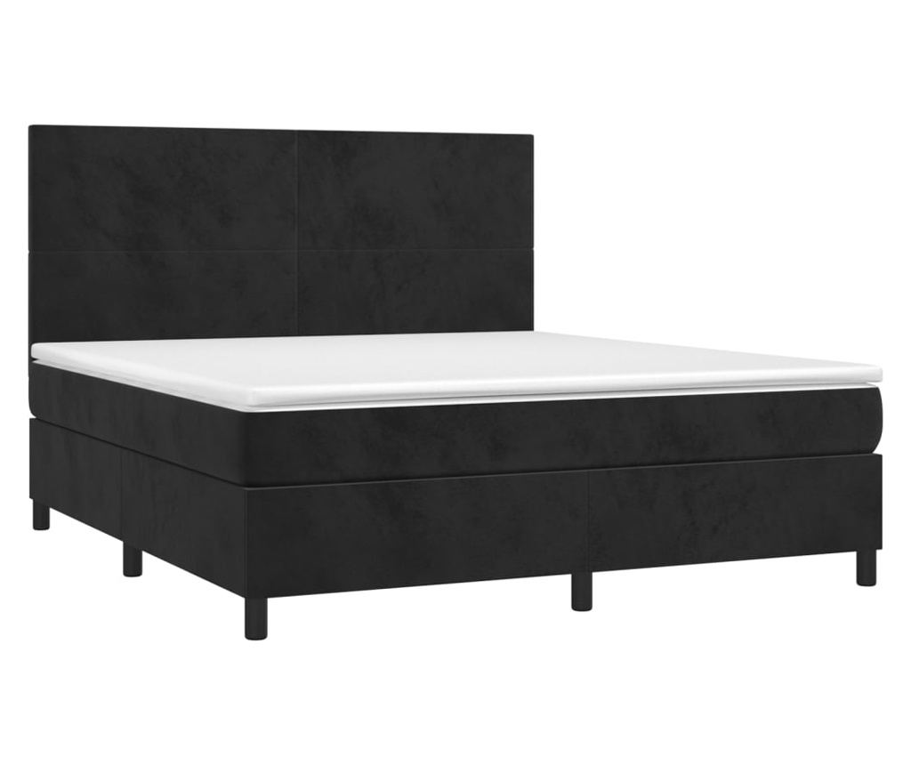 Пружинно легло с матрак и LED, черно, 180x200 см, кадифе - 3