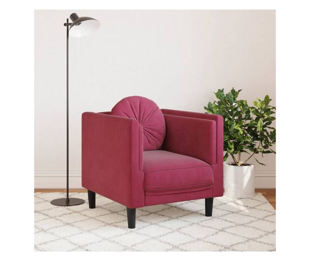 bordó bársony fotel párnával