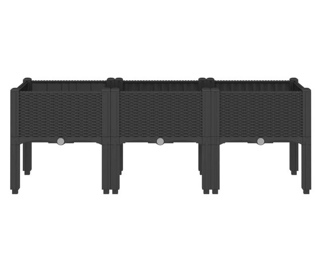 fekete PP rácsos kerti ültetőláda 120 x 40 x 42 cm