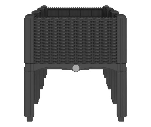 fekete PP rácsos kerti ültetőláda 120 x 40 x 42 cm