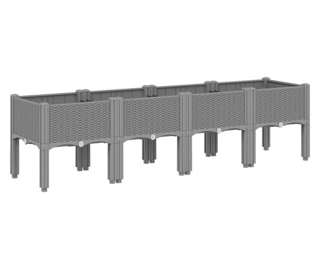 világosszürke PP rácsos kerti ültetőláda 160 x 40 x 42 cm