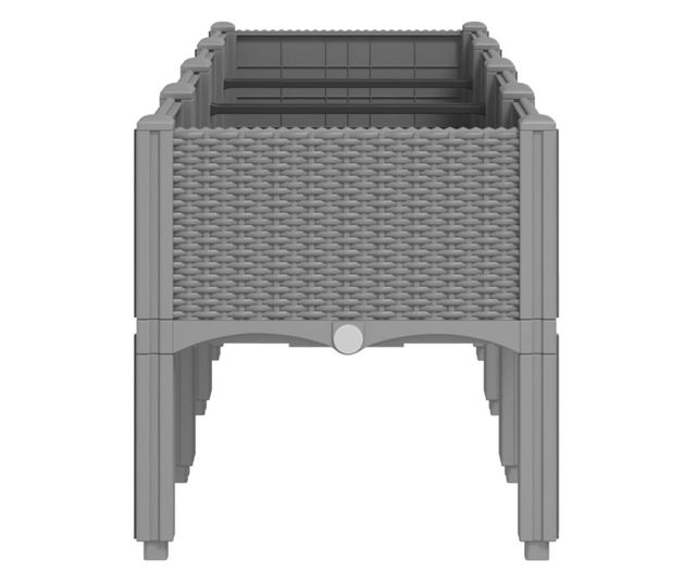 világosszürke PP rácsos kerti ültetőláda 160 x 40 x 42 cm