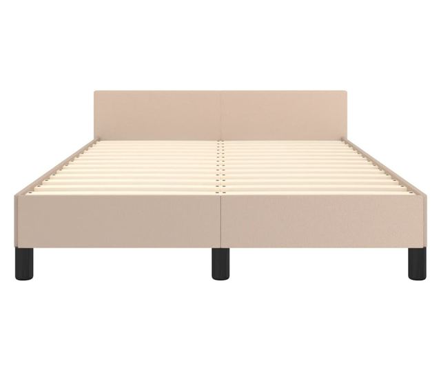 cappuccino színű műbőr ágykeret fejtámlával 120x190 cm