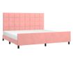Рамка за легло с табла, розова, 200x200 см, кадифе thumbnail 3