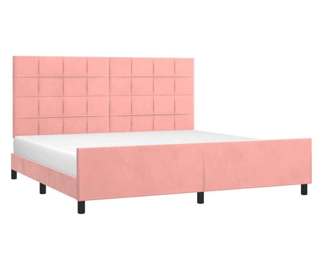 Рамка за легло с табла, розова, 200x200 см, кадифе - 3