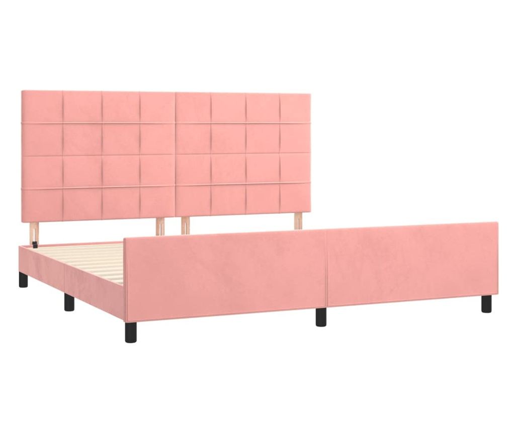 Рамка за легло с табла, розова, 200x200 см, кадифе - 4