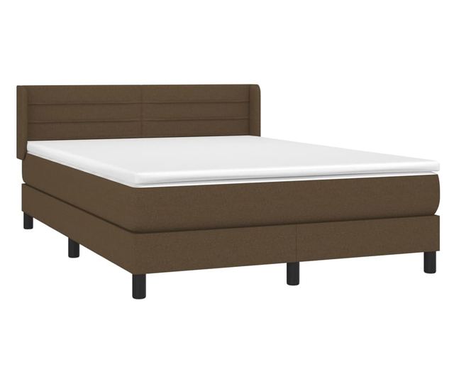 Континентално легло с матрак, тъмнокафяво, 140x200 см, текстил