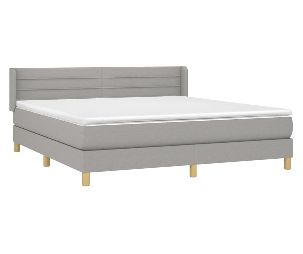 Континентално легло с матрак, светло сиво, 160x200 см, текстил - 3