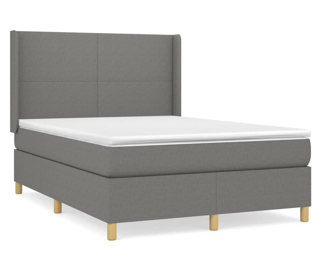 Боксспринг легло с матрак, тъмносиво, 140x200 см, текстил - 2