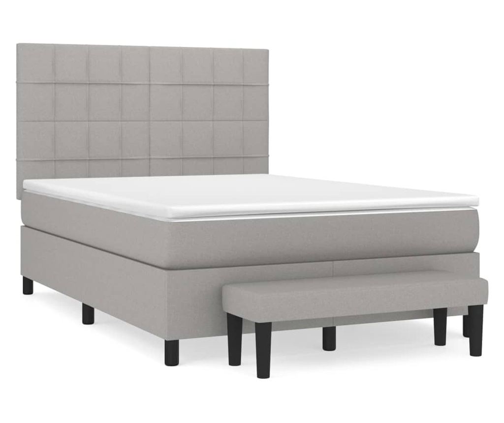 Boxspring postelja z vzmetnico, svetlo siva, 140x190 cm, tekstil - 2