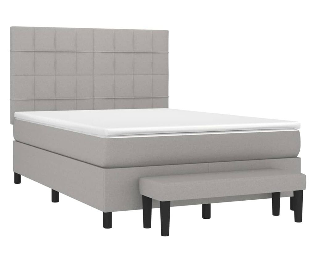 Boxspring postelja z vzmetnico, svetlo siva, 140x190 cm, tekstil - 3