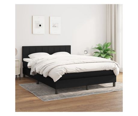 Krevet s oprugom i madracem, crni, 140x190 cm, tekstil