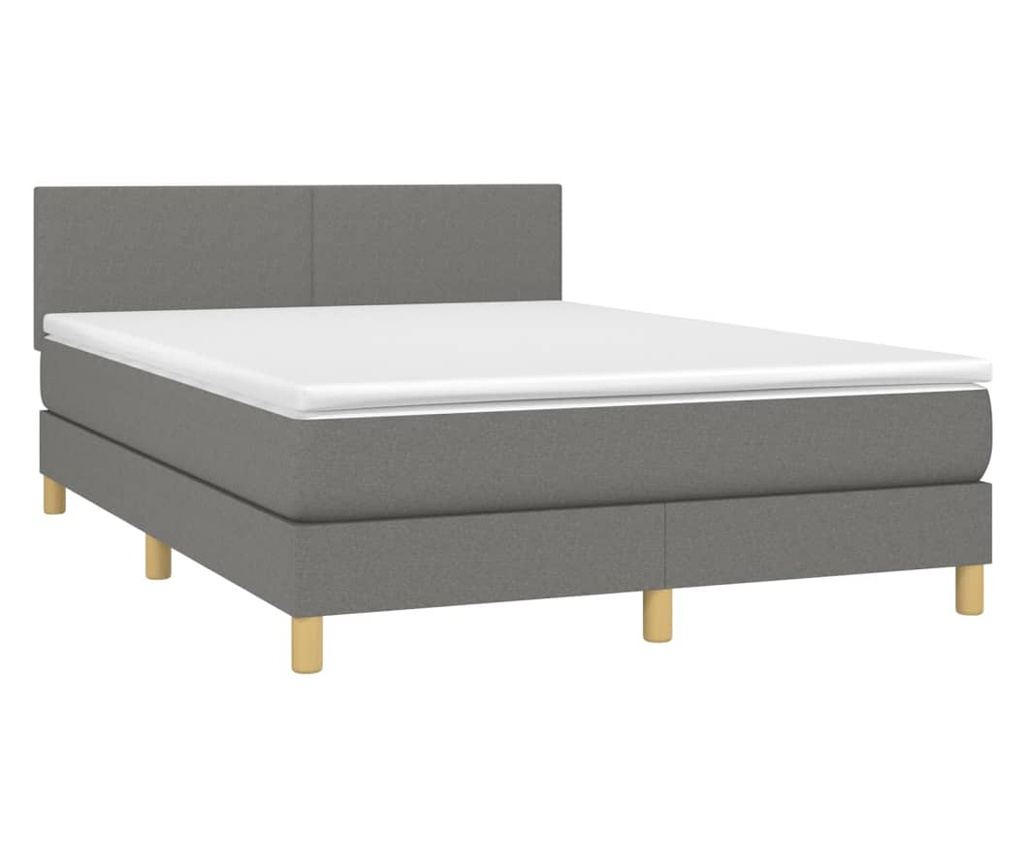 Рамка за легло с матрак и LED, тъмносив, 140x190 см, текстил - 3