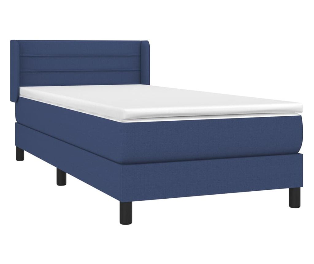 Боксспринг легло с матрак, синьо, 90x190 см, текстил - 3